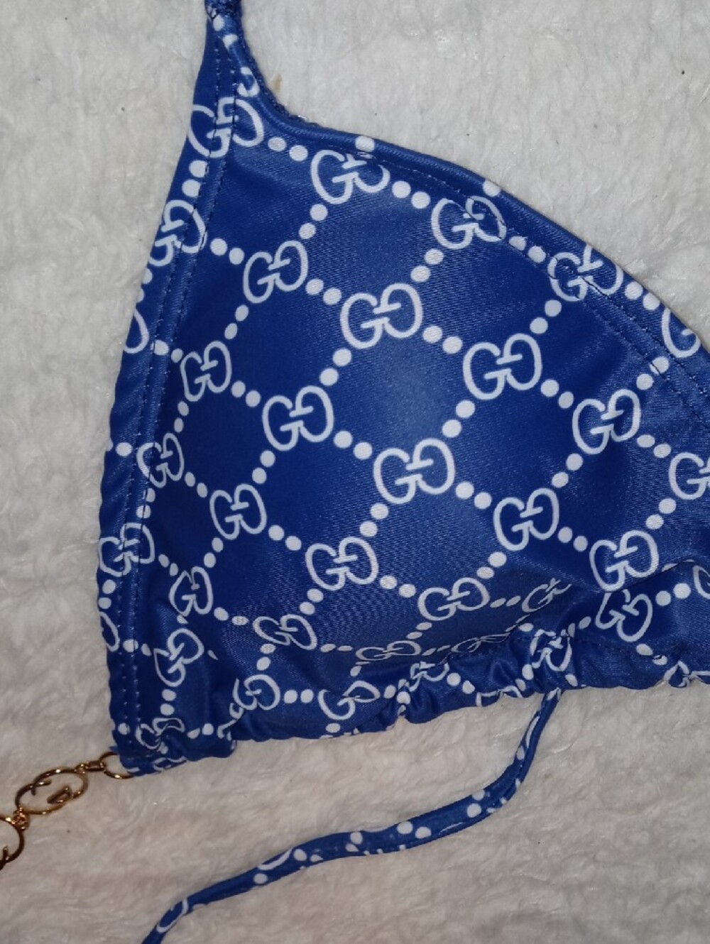 Gucci Blue GG Logo Triangle Chain Bikini - Picture 11 of 13
